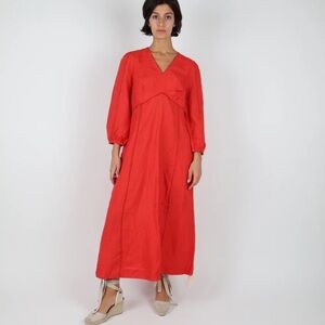 Aspiga 100% Linen Red Maxi Dress